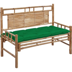 vidaXL Градинска пейка с възглавница, 120 см, бамбук (3063896)
