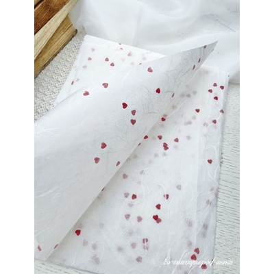 Sapaimport Morušový papír Unryu Lurex - srdce 25 g Velikost: 23x32 cm, balení 10 ks