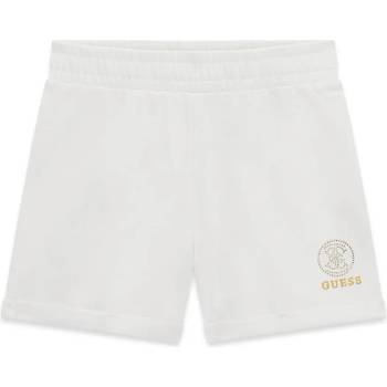 Guess Спортни бели памучни панталони за момиче с лого Guess от камъни