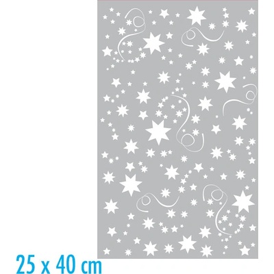 Sáček celofán neprůhledný stříbrný 25x40cm hvězdičky