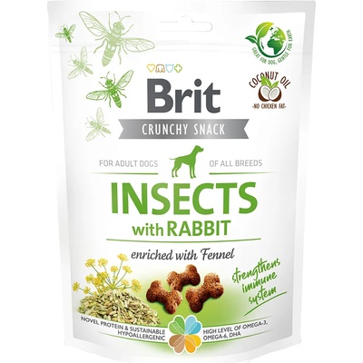 Brit 3х200г Dog Crunchy Cracker Insect Brit Care, лакомство за кучета - заешко и резене