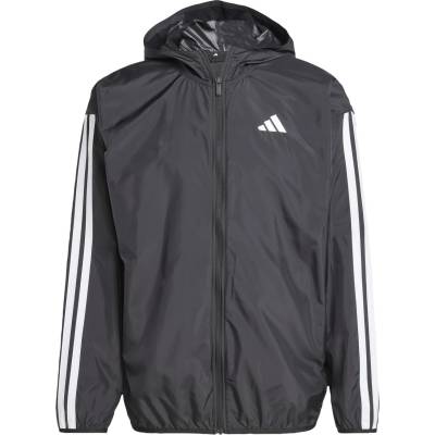 adidas Men's Essentials Stripes Lightweight Mesh Lined Windbreaker - Black/White