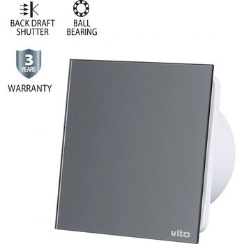 VITO Вентилатор venti-gl100, Φ100мм, стъклен панел, лагер и клапа, сив, 12w - vito (8005250)