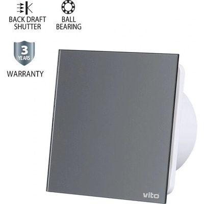 VITO Вентилатор venti-gl100, Φ100мм, стъклен панел, лагер и клапа, сив, 12w - vito (8005250)