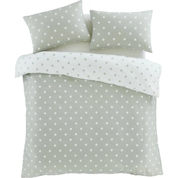 Catherine Lansfield Бяло-зелено единично фланелено спално бельо 135x200 cm Polka Dot - Catherine Lansfield (BD/59102/W/SQS/GR)