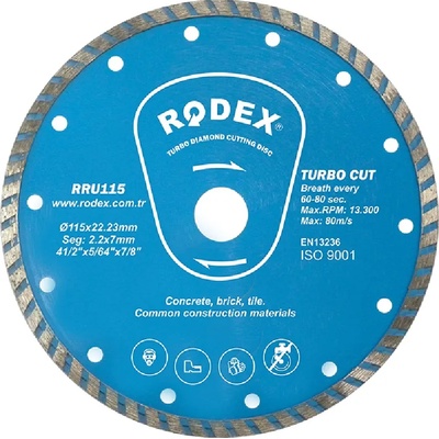 Rodex Диск диамантен турбо 230мм тип синтер rodex (0208rru230)