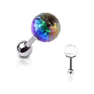 Šperky eshop Tragus barbell čirá kulička na anodizovaném duhovém podkladu F14.20