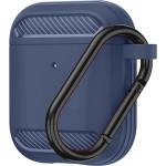 Techsuit Калъф за AirPods 1 / AirPods 2 - Carbon Silicone - Navy Blue