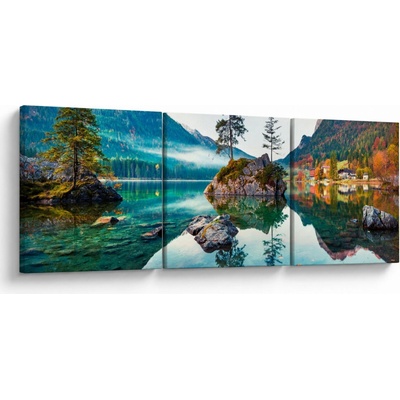 Obraz - Jezero Hintersee, Bavorské Alpy, Rakousko, třídílný 90x30 cm – Hledejceny.cz