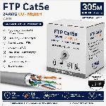  FTP Кабел Cat5e 24AWG CU 305м - Сив, 100% Меден (Cat5e/305/24AWG/CU/Grey)