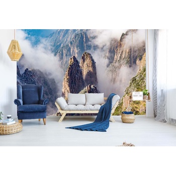 DIMEX ART s. r. o Самозалепваща се флизелинова фототапета мъгливи планински върхове 375 x 250 см