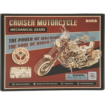 Robotime Drevené 3D mechanické puzzle Motorka Cruiser 420 ks