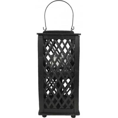 Černá dřevěná závěsná lucerna Bamboo – 19x19x40 cm