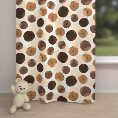 Biante Detský bavlnený záves Sandra SA-488 Hnedo-béžové designové púpavy 150x230 cm