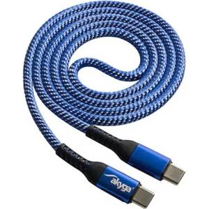Akyga AK-USB-37 Кабел за данни от USB-C към USB-C M/M 1 м синьо-бял (оплетен) (AK-USB-37)