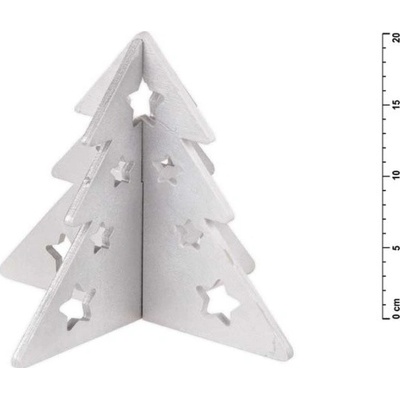 MFP Paper stromek dřevo skládací stříbrný s glitrem 20cm