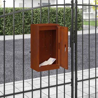 vidaXL Пощенска кутия Ръждясало 30 x 20 x 55 см Патинираща стомана (874953)