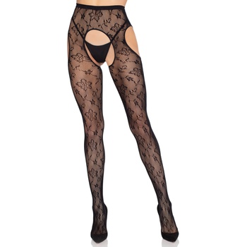 Leg Avenue Bloom Net Suspender Tights 1967 Black