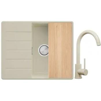 Твоят Стил Бежова кухненска мивка от гранит Копенхаген 620х500 + Смесител