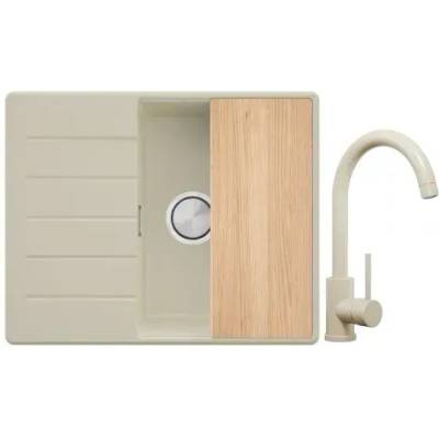 Твоят Стил Бежова кухненска мивка от гранит Копенхаген 620х500 + Смесител