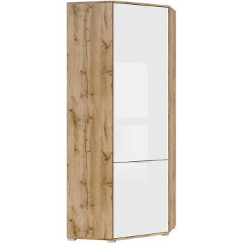 Bogdan Furniture Europe Ъглов гардероб Zele SZFN1D-E20, дъб вотан/бял лак