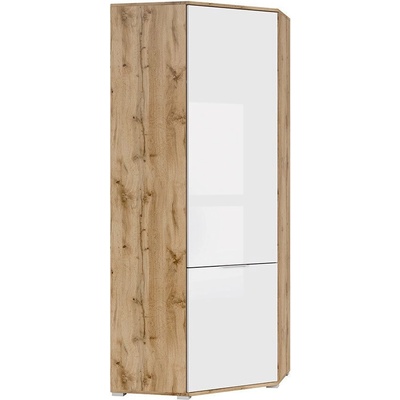 Bogdan Furniture Europe Ъглов гардероб Zele SZFN1D-E20, дъб вотан/бял лак