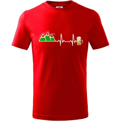 EKG z hôr na pivo tričko detské červená