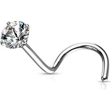 Šperky4U zahnutý piercing do nosu čirý zirkon N0136C-025