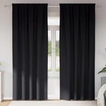 vidaXL Завеси за затъмняване с пръстени 2 бр. Черно 225 x 140 см (4107430)