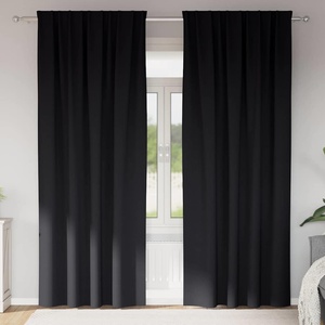 vidaXL Завеси за затъмняване с пръстени 2 бр. Черно 225 x 140 см (4107430)