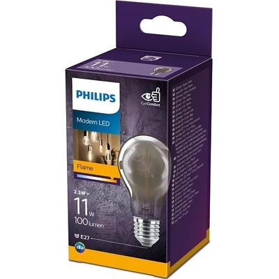 PHILIPS LED žiarovka E27 A60 2,3W = 11W 100lm 1800K Warm Filament Smoke