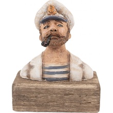 Clayre & Eef Dekorace figurka námořník s fajfkou na podstavci Rustic - 16*8*20 cm