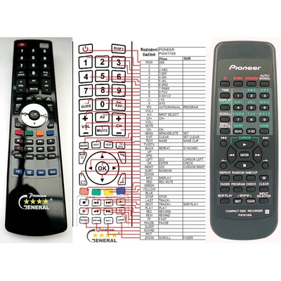 GENERAL PIONEER PWW1169 - съвместимо дистанционно управление на марката General (PWW1169)