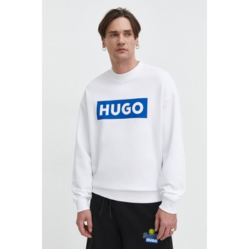 Hugo Blue Памучен суичър Hugo Blue в бяло с принт 50522375 (50522375)