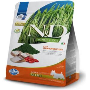 N&D Spirulina Mini Adult Herring суха храна за кучета от малки породи - 2кг
