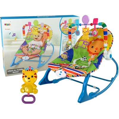 Lean Toys hojdacie vibračné kreslo 2v1 modrá s tigrom