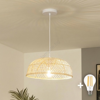 Brilagi - LED пендел на кабел CERIA BOHO 1xE27/40W/230V Ø 60 см ратан (BG3138)