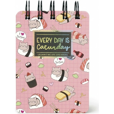 Legami Zápisník Legami Lined Spiral Bound Notepad Spiral Notepad Mini Sushi Cat
