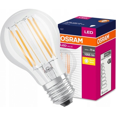Osram LED Value CLASSIC A FIL 75 non-dim, 8W/827 E27 2700 K, teplá biela