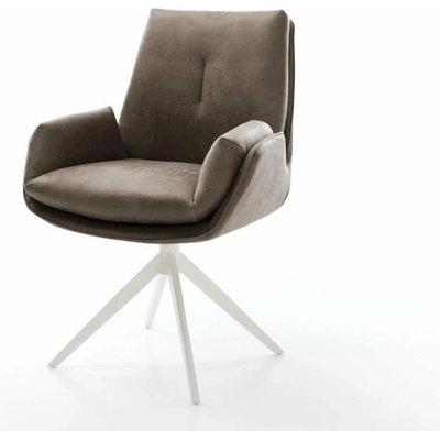 Delife Clea-Flex mikrovlákno taupe vintage křížová podnož široká bílá