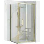 Rea Правоъгълна душ кабина със сгъваеми врати златна Rea Rapid Fold 80x100 см (5902557395873)