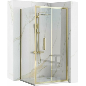 Rea Правоъгълна душ кабина със сгъваеми врати златна Rea Rapid Fold 80x100 см (5902557395873)
