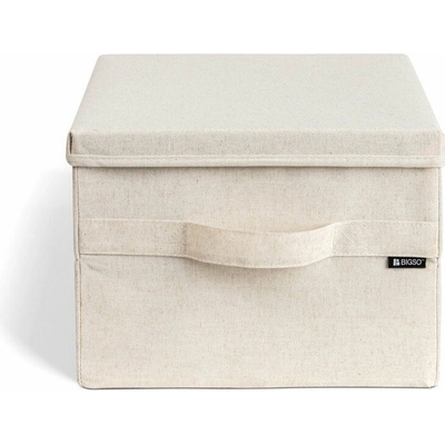 Bigso Béžový látkový úložný box s vekom 31x41x22 cm