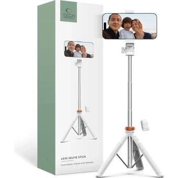 Tech-Protect Bluetooth селфи стик / трипод Tech-Protect L03S, с дистанционно управление, до 148cm, 180 завъртане, бял (5906203691180)