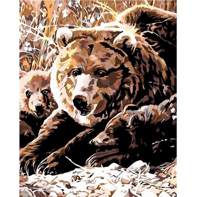 zuty Malování podle čísel Medvědice s mláďaty 80 x 100 cm vypnuté plátno na rám