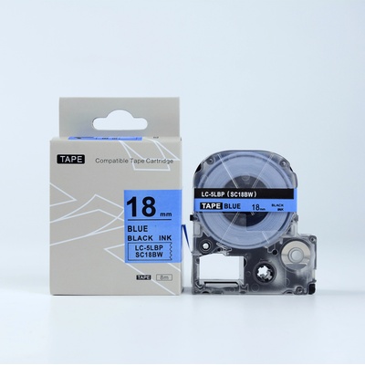 Compatible Epson LTS18BW, 18mm x 5m, син шрифт / бял фон, съвместима лента (LTS18BW)