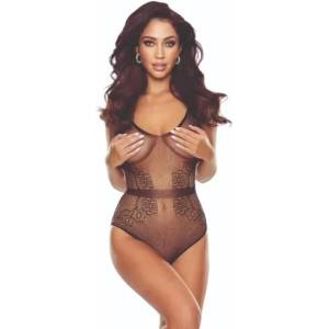  Мрежесто боди, еротичен отвор и дантела - Body BS115 Black S/M/L (D-243968)