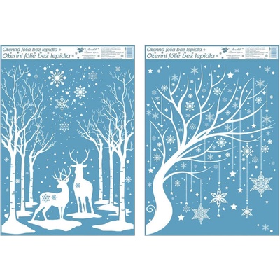 Okenní folie s glitrem 50x35cm zimní stromy