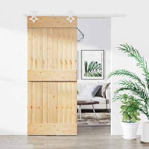 vidaXL Преплъзваща се врата 90 x 210 cm Естествено и бяло (3445086)