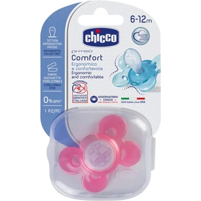 Chicco Силиконова залъгалка Chicco - Physio Comfort, Момиче, 6-16 m (N0327/1)